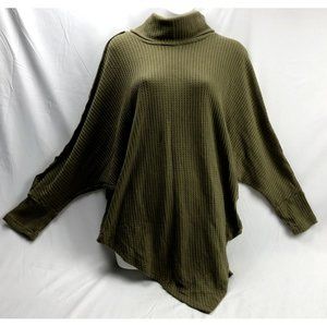 Shein Curve Oversized Tunic Top Knit Button Side Turtle Neck Green Large